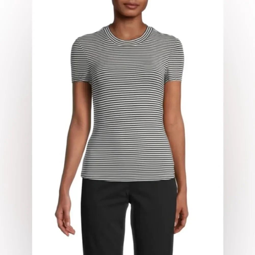 Theory Women's Striped Fitted T-shirt In Black White petite small